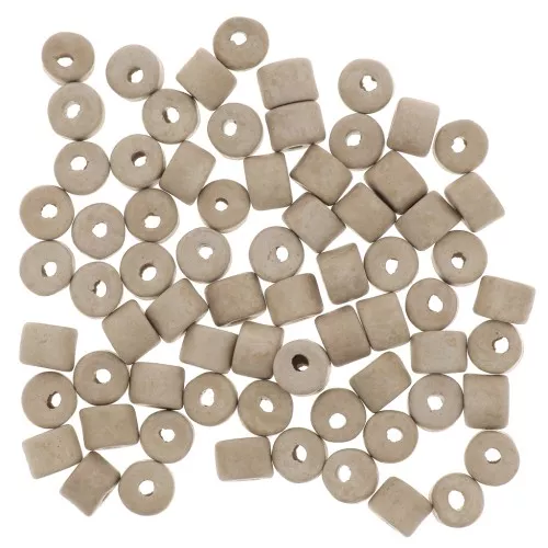 Cuentas tubos estilo Heishi de cerámica 5x4 mm - Marrón claro mat x20