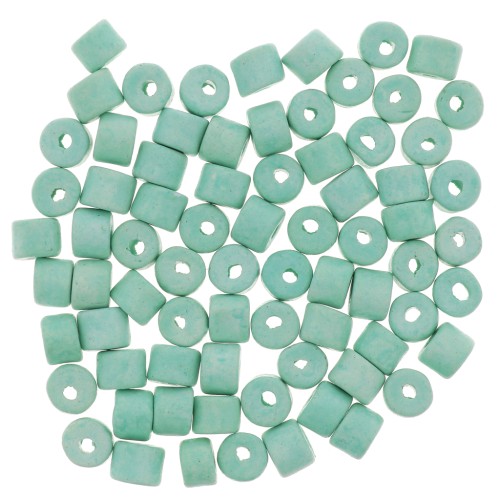 Cuentas tubos estilo Heishi de cerámica 5x4 mm - Verde turquesa mat x20