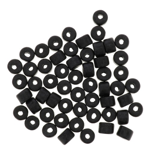 Cuentas tubos estilo Heishi de cerámica 5x4 mm - Negro mat x20