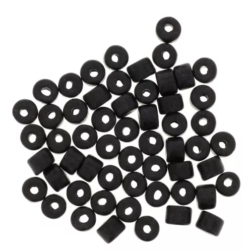Cuentas tubos estilo Heishi de cerámica 5x4 mm - Negro mat x20