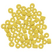 Cuentas tubos estilo Heishi de cerámica 5x4 mm - Amarillo mat x20