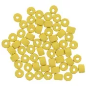 Cuentas tubos estilo Heishi de cerámica 5x4 mm - Amarillo mat x20
