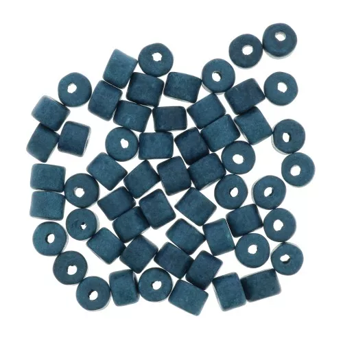 Cuentas tubos estilo Heishi de cerámica 5x4 mm - Azul canard mat x20