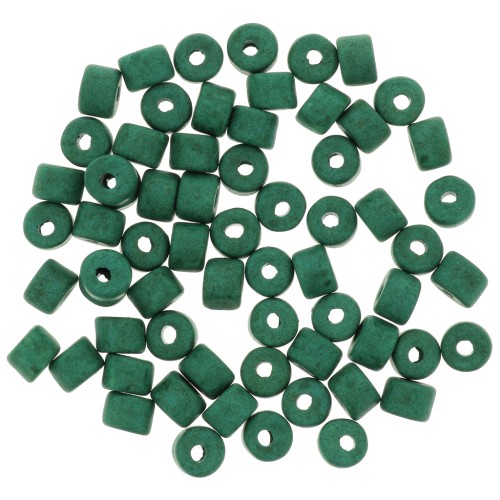 Cuentas tubos estilo Heishi de cerámica 5x4 mm - Verde sapin mat x20