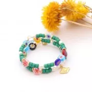 Cuentas tubos estilo Heishi de cerámica 5x4 mm - Verde sapin mat x20