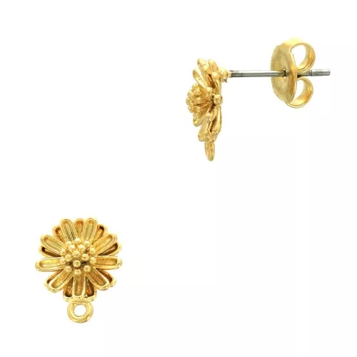 Ganchos pendientes 11x9 mm anilla cerrada - Dorado oro fino x2