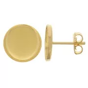 Pendientes para cabuchón fondo plano 12 mm - Dorado con oro fino x2