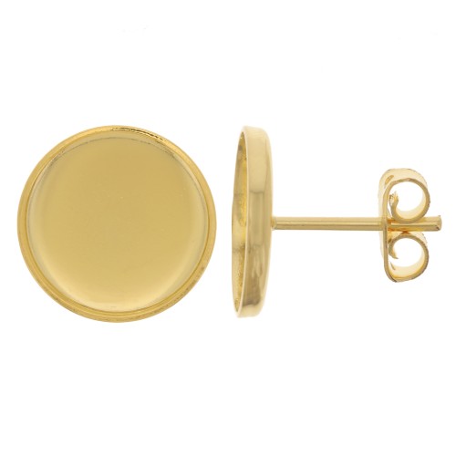 Pendientes para cabuchón fondo plano 12 mm - Dorado con oro fino x2