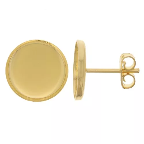 Pendientes para cabuchón fondo plano 12 mm - Dorado con oro fino x2
