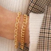 Pulsera eslabón Rombo doble 6.8 mm de Gold filled x18 cm