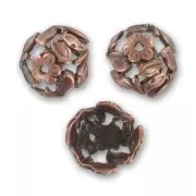 Casquillas flores 15 mm cobre antiguo x4