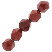 Cuentas hexagonales 8 mm piedra gema - Jaspe Rojo x10