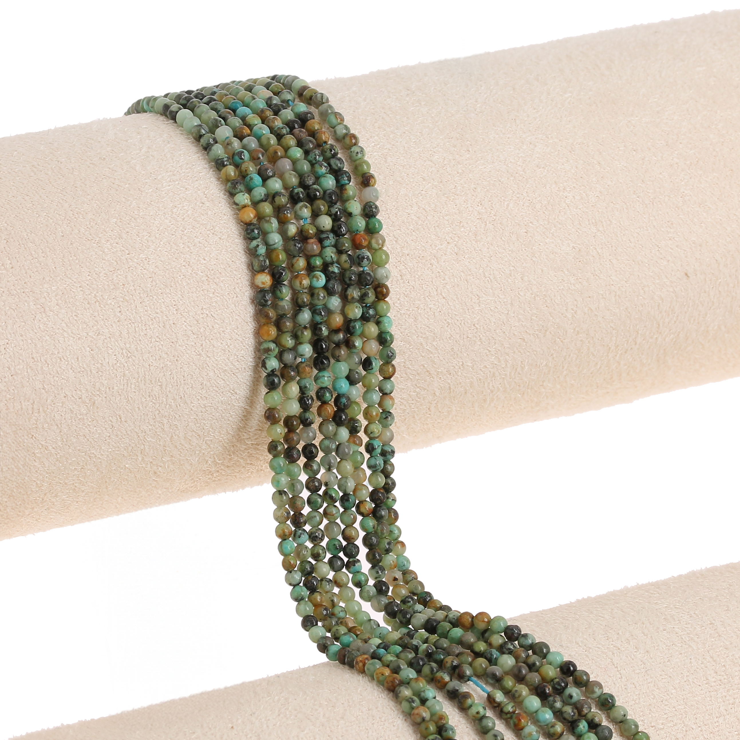 Cuenta redonda 2 mm gema - Turquesa africana - Jaspe x38cm