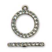 Cierre de aro y barrita con strass 27 mm bronce x1|raw }}