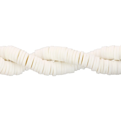 Cuentas arandalas Heishi de arcilla polimérica 6x1 mm - Marfil x45cm