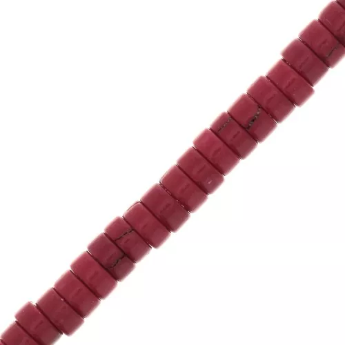 Arandelas Heishi 4x2 mm de imitación Howlite - Rojo x39cm