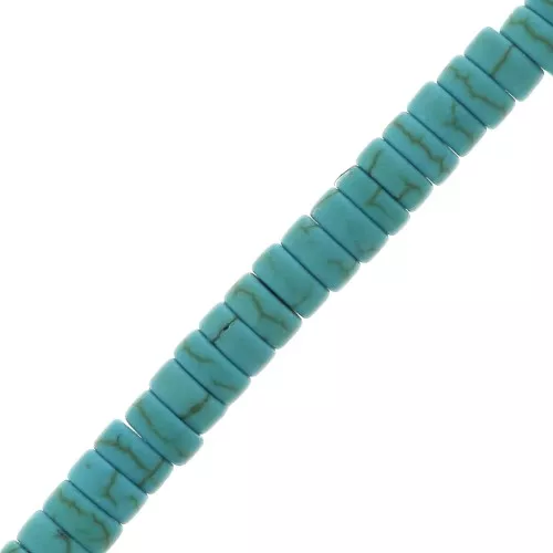 Arandelas Heishi 4x2 mm de imitación Howlite - Turquesa x39cm