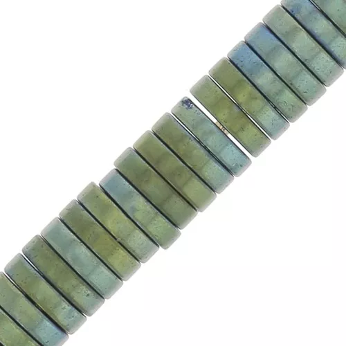 Cuentas arandelas Heishi disco plano de imitación Hématite 4x1mm Green metallicx20