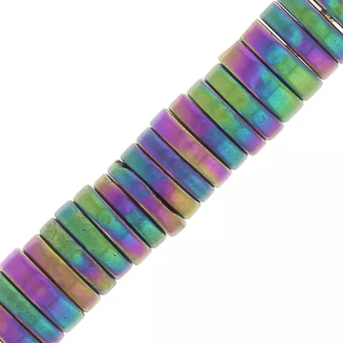 Cuentas arandelas Heishi - disco plano de imitación Hématite 4x1 mm - Iris x20