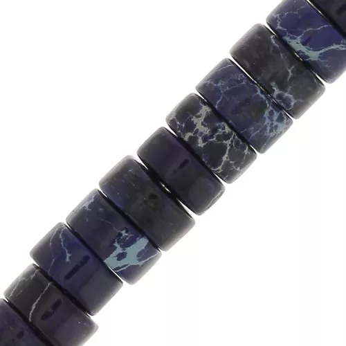 Cuentas arandelas Heishi - de Régalite tintadas 4x2 mm - Azul oscuro x20