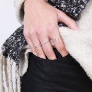 Anillo fino ajustable con 2 bolas pequeñas - Plata 925 x1