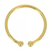 Anillo fino ajustable con 2 bolas pequeñas - Dorado con oro fino x1