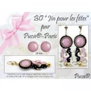 Cabuchón redondo de cristal by Puca® 18 mm Opaque Mix Rosa Gold Ceramic Look x1