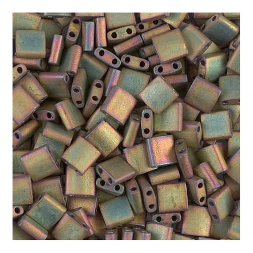 Miyuki Tila Beads 5x5x1.9 mm TL-2035 - Mat Metallic Khaki Iris x10g