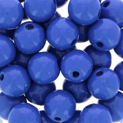 Cuentas redondas de madera 12 mm Azul Dur x30