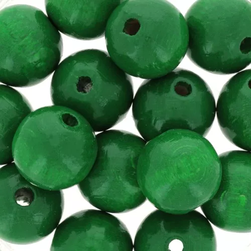 Cuentas redondas de madera 15 mm - Verde x15