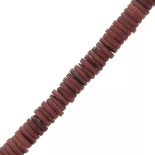 Cuentas arandelas Heishi de nácar teñidas 7 mm - Rojo oscuro x40cm