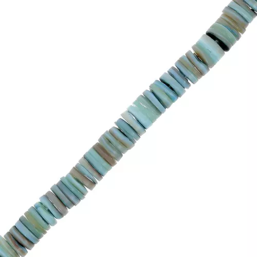 Cuentas arandelas Heishi de nácar teñidas 8 mm - Turquesa x39cm