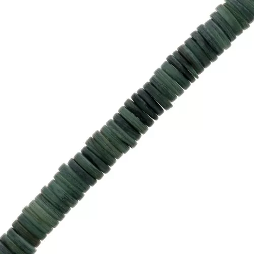 Cuentas arandelas Heishi de nácar teñidas 8 mm - Verde oscuro x40cm