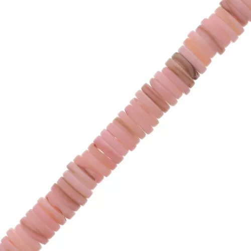 Cuentas arandelas Heishi de nácar teñidas 8 mm - Rosa x40cm