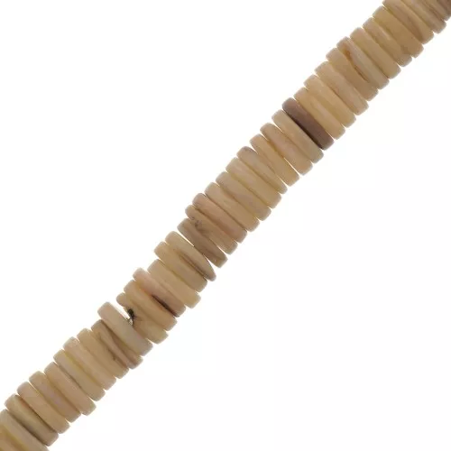 Cuentas arandelas Heishi de nácar teñidas 7 mm - Sable x40cm