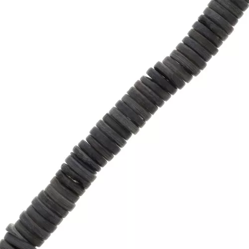 Cuentas arandelas Heishi de nácar teñidas 8 mm - Negro x40cm