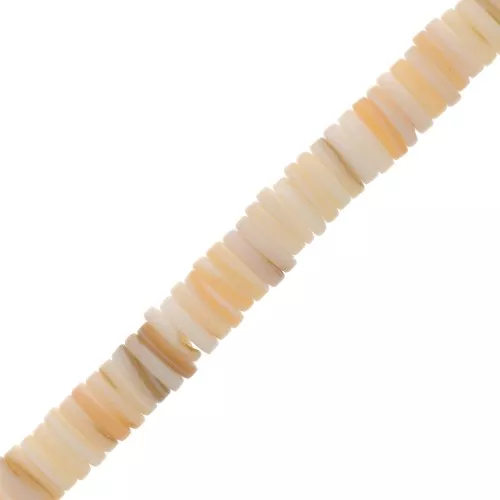 Cuentas arandelas Heishi de nácar 8 mm - Natural x40cm