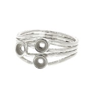 Anillo 3 engastes para cabuchón 3 mm - Talla 50 - Plata 925 x1|raw }}