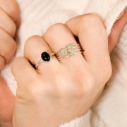 Anillo 3 engastes para cabuchón 3 mm - Talla 50 - Plata 925 x1