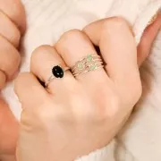 Anillo 3 engastes para cabuchón 3 mm - Talla 50 - Plata 925 x1