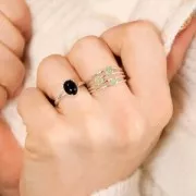 Anillo 3 engastes para cabuchón 3 mm - Talla 52 - Plata 925 x1