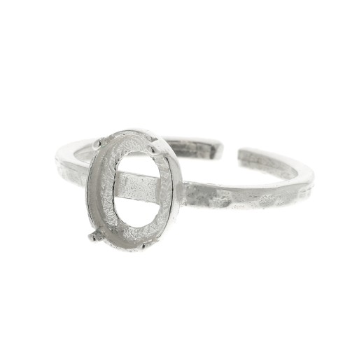 Anillo ajustable para cabuchón 8x6 mm - Plata 925 x1