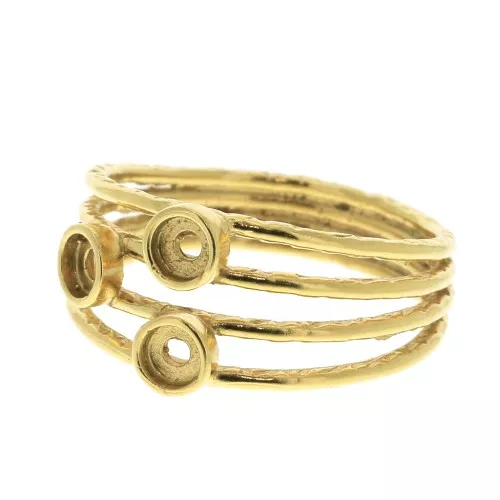 Anillo 3 engastes para cabuchón 3 mm - Talla 54 - Chapado Oro 3 micras x1