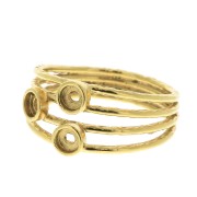 Anillo 3 engastes para cabuchón 3 mm - Talla 57 - Chapado Oro 3 micras x1|raw }}