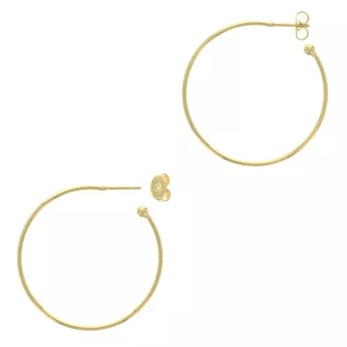 Aros pendientes con bola 26 mm a decorar - Dorado con oro fino x2