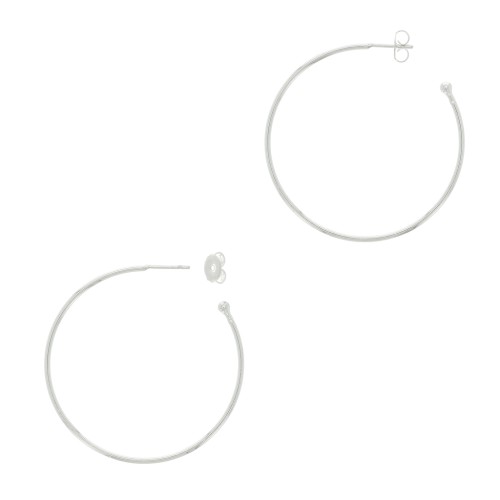 Aros pendientes con bola 26 mm a decorar - Chapado en plata fina x2