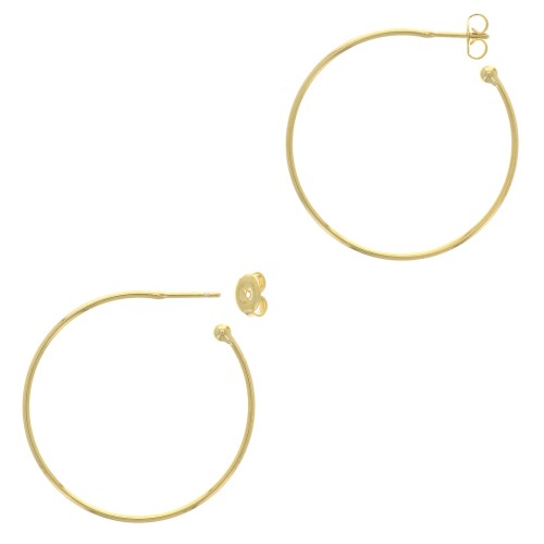 Aros pendientes con bola 37 mm a decorar - Dorado con oro fino x2