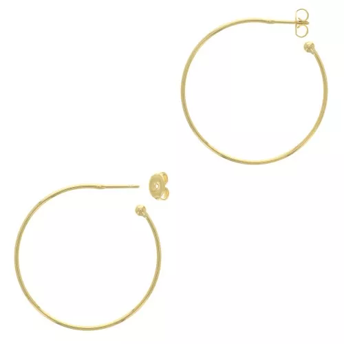 Aros pendientes con bola 37 mm a decorar - Dorado con oro fino x2