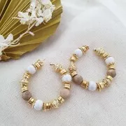 Aros pendientes con bola 37 mm a decorar - Dorado con oro fino x2