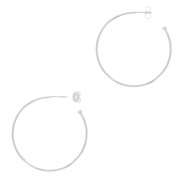 Aros pendientes con bola 37 mm a decorar - Chapado en plata fina x2